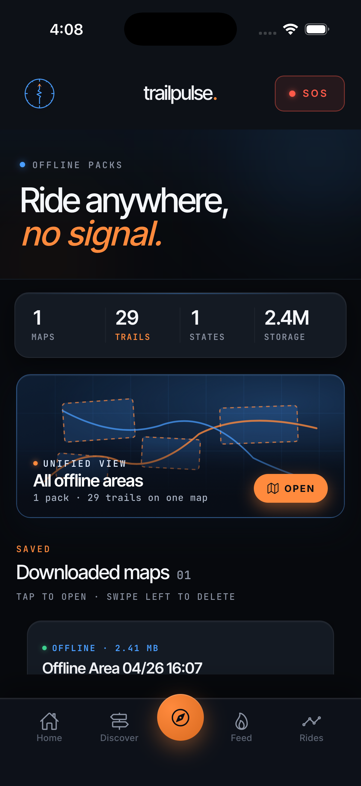 Trailpulse offline screen